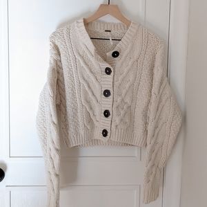 Free People Bonfire Cardigan Sweater S Cream